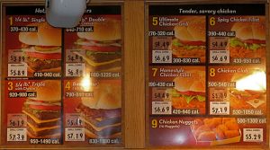 fast food menu