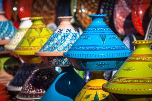 Tajines in the market Marrakesh Morocco Afrika
