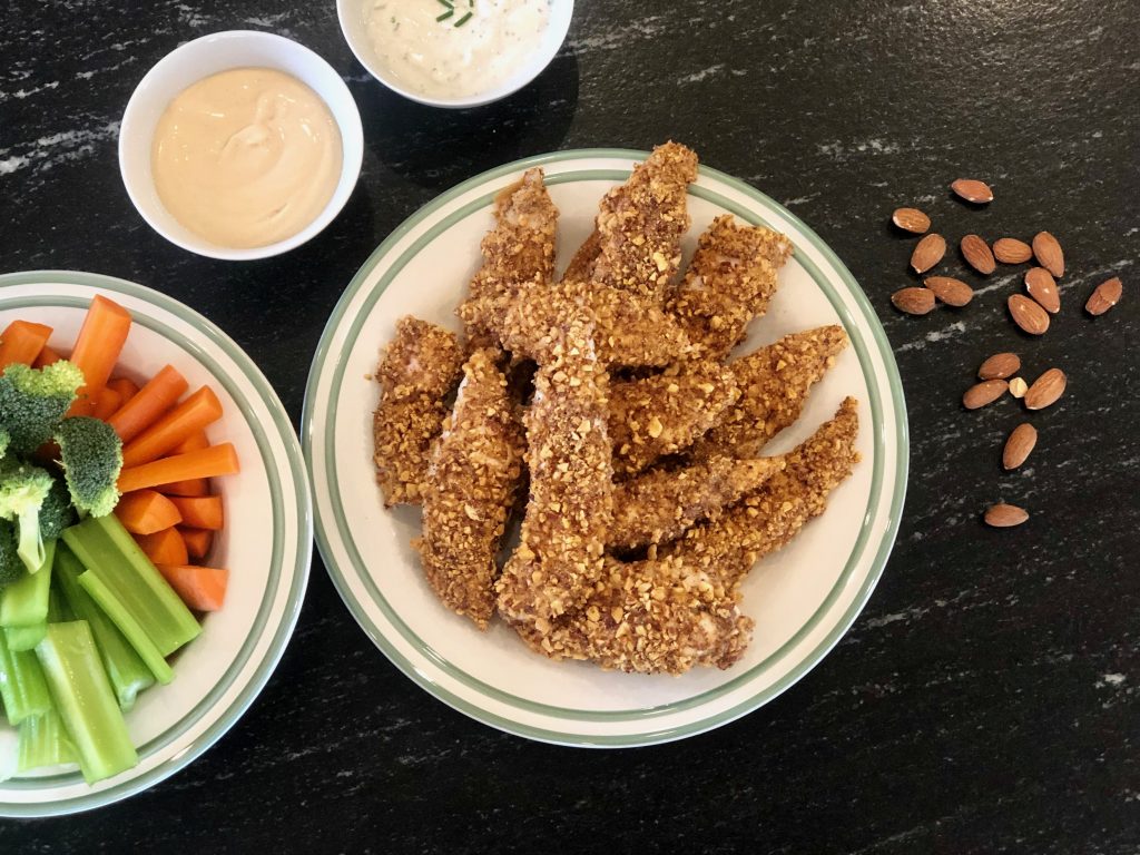 Almond-Crusted Baked Chicken Fingers.