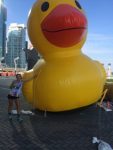 Marie Ortiz with giant rubber ducky