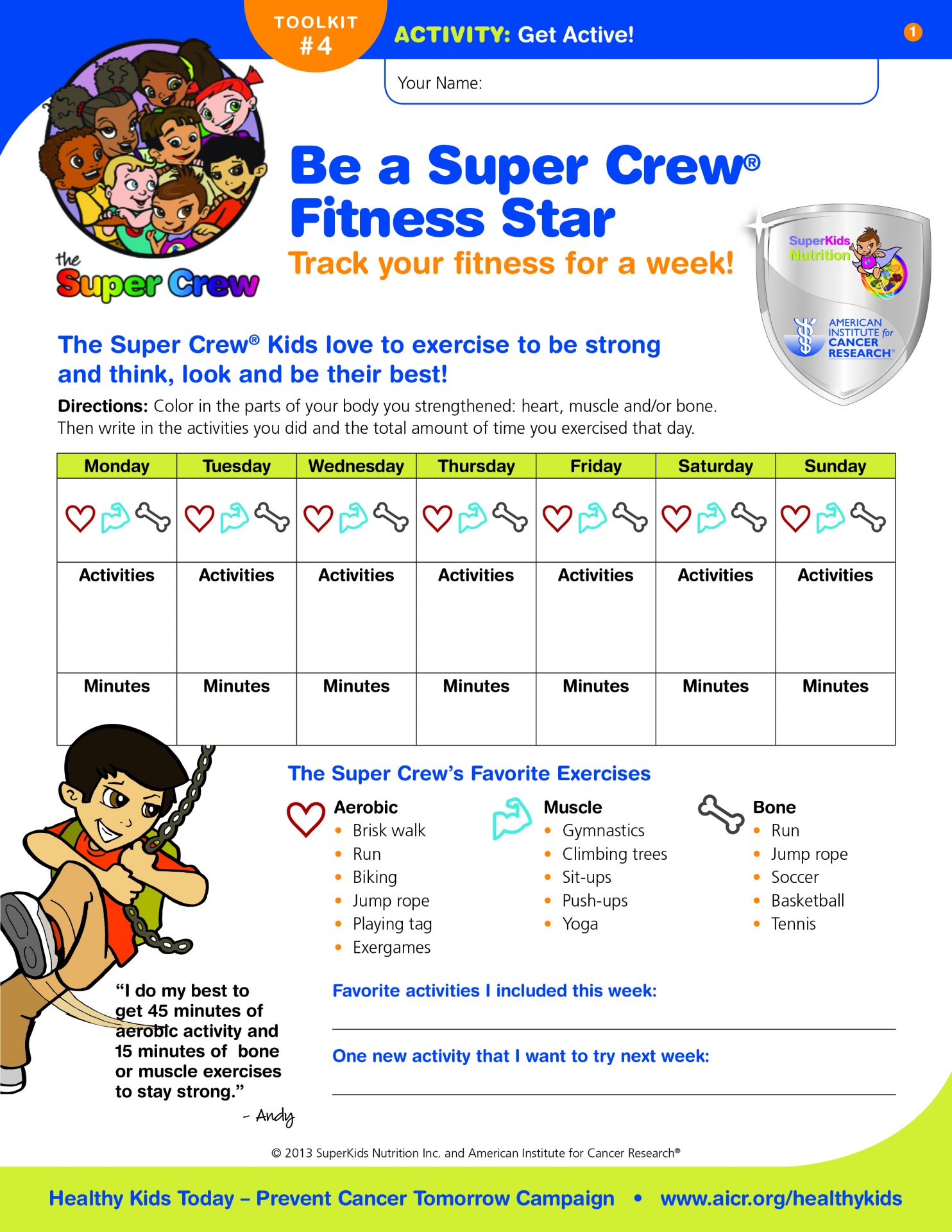 Super Crew Fitness Tracker American Institute for Cancer Research