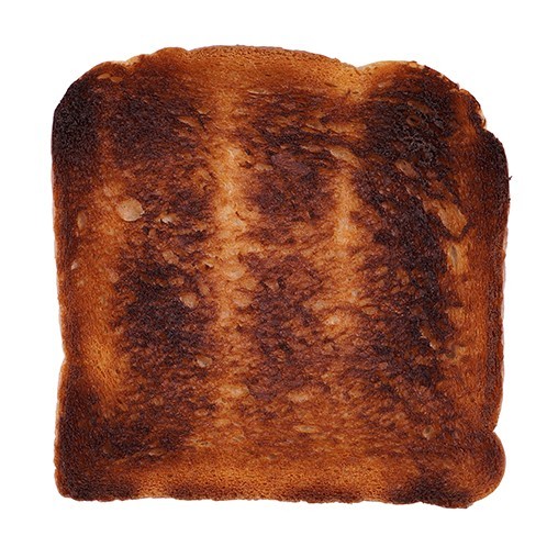 a burnt piece of toast
